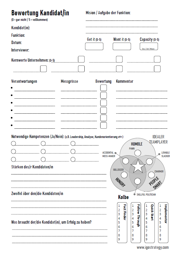 Jobscorecard blank DE Jobscorecard blank DE
